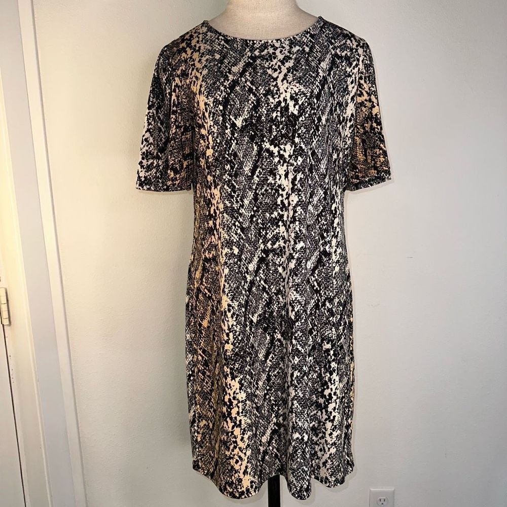 Alexandra + Oak Womens Snake Print‎ Short Sleeve Shift Dress Jersey Stretch